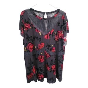 Torrid Gray Floral Knit Lace Peplum Top Blouse Shirt Womens Plus Size 3